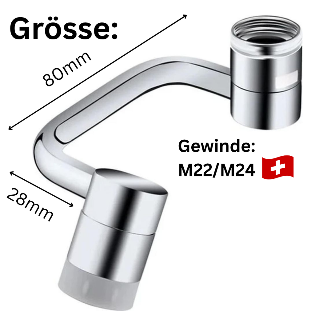 HydroFlex™ 1080° - Schwenkbarer Schweizer Multifunktions-Wasserhahnaufsatz
